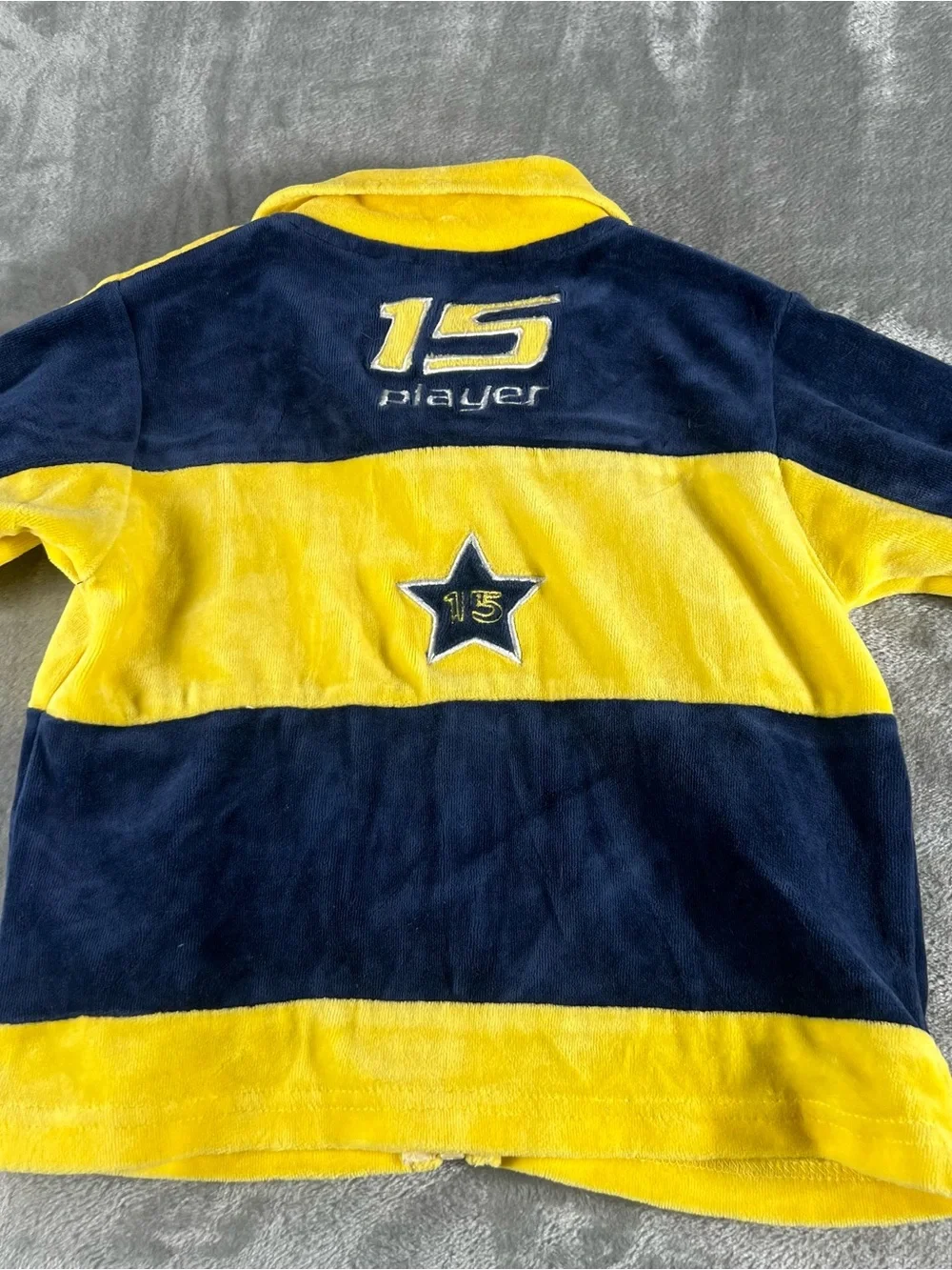 Vintage New York Baby Athletic Y2K Velour Tracksuit Yellow Blue Sz 24 Months